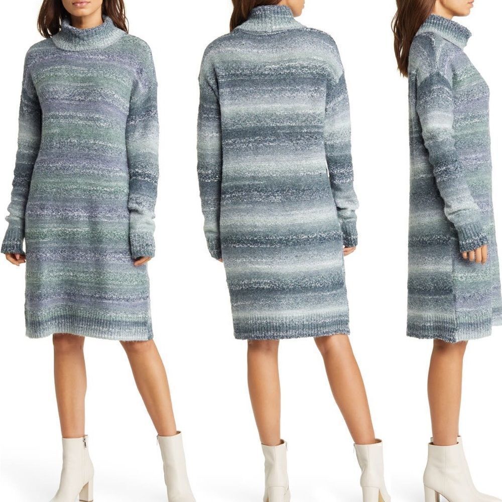 CASLON Space Dye Shine Long Sleeve Sweater Dress Size S NWOT